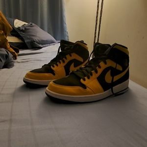 Black and Yellow Satin Jordan 1 Mids